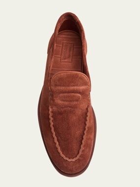 John Lobb Men's Pace Suede Penny Loafers in Mahogany Brown NWOB